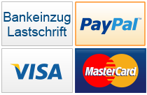 Spendenmethoden: Bankeinzug, PayPal, Visa, MasterCard